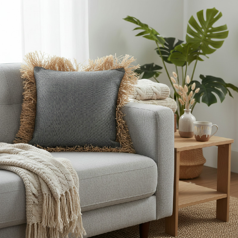 Povlak na polštář Cotton Bonita - Přírodní černá - 60x60