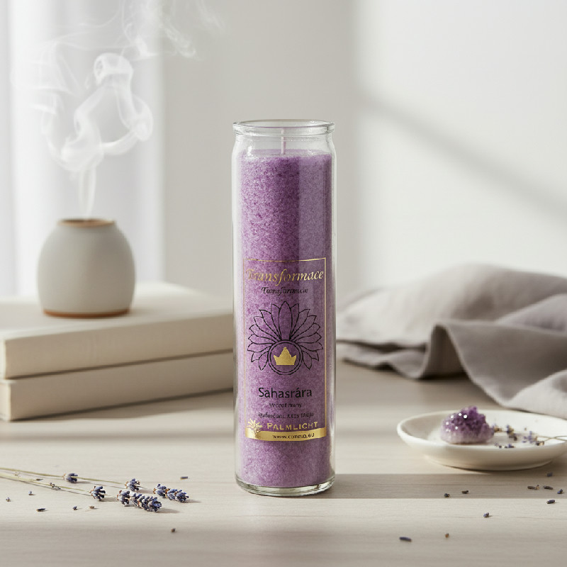 Velká čakrová svíčka fialová, transformace, sahasrára Cereus