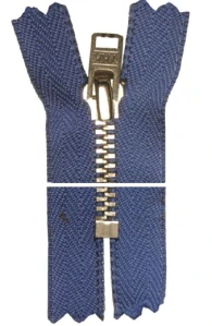 Kovový zip, nedělitelný, slabý - 22cm - modrý - BALENÍ 10 ks