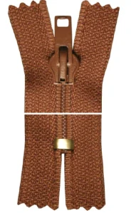 Spirálový zip, nedělitelný - 20cm - hnědý - YKK - BALENÍ 10 ks