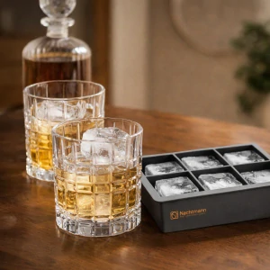 Nachtmann Sada sklenic na whisky a tvořítka na led Square, 345 ml, 2 ks