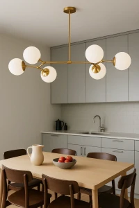 Závěsné svítidlo pro 6 žárovek ve zlato-bílé barvěOpviq Lights Damar Horizontal