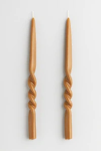 Bloomingville Svíčky Twist hnědé, 2 ks
