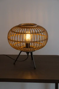 Basiclabel Laut – stolní lampa s bambusovým stínidlem, přírodní, výška 33 cm