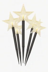 Hvězda – světelný zápich 30 cm, 5 LED, teplá bílá, časovač
