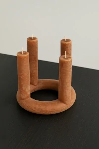 Broste Copenhagen Lucille, kulatý adventní svícen na 4 svíčky, průměr 20 cm, světle hnědý