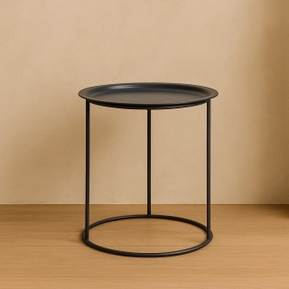 WOOD – Světle šedý odkládací stolek Ivar, kovový, Ø 40 cm
